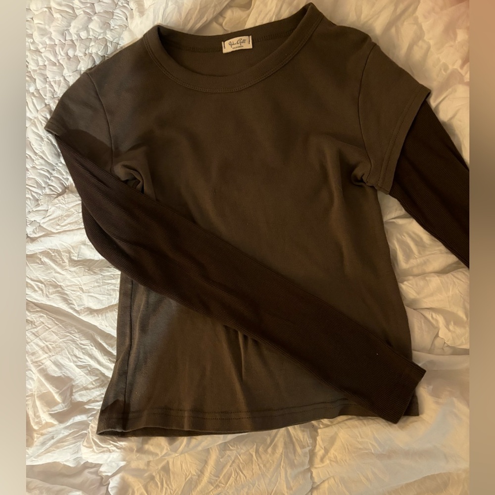 Brandy Melville army green and dark brown long sleeve